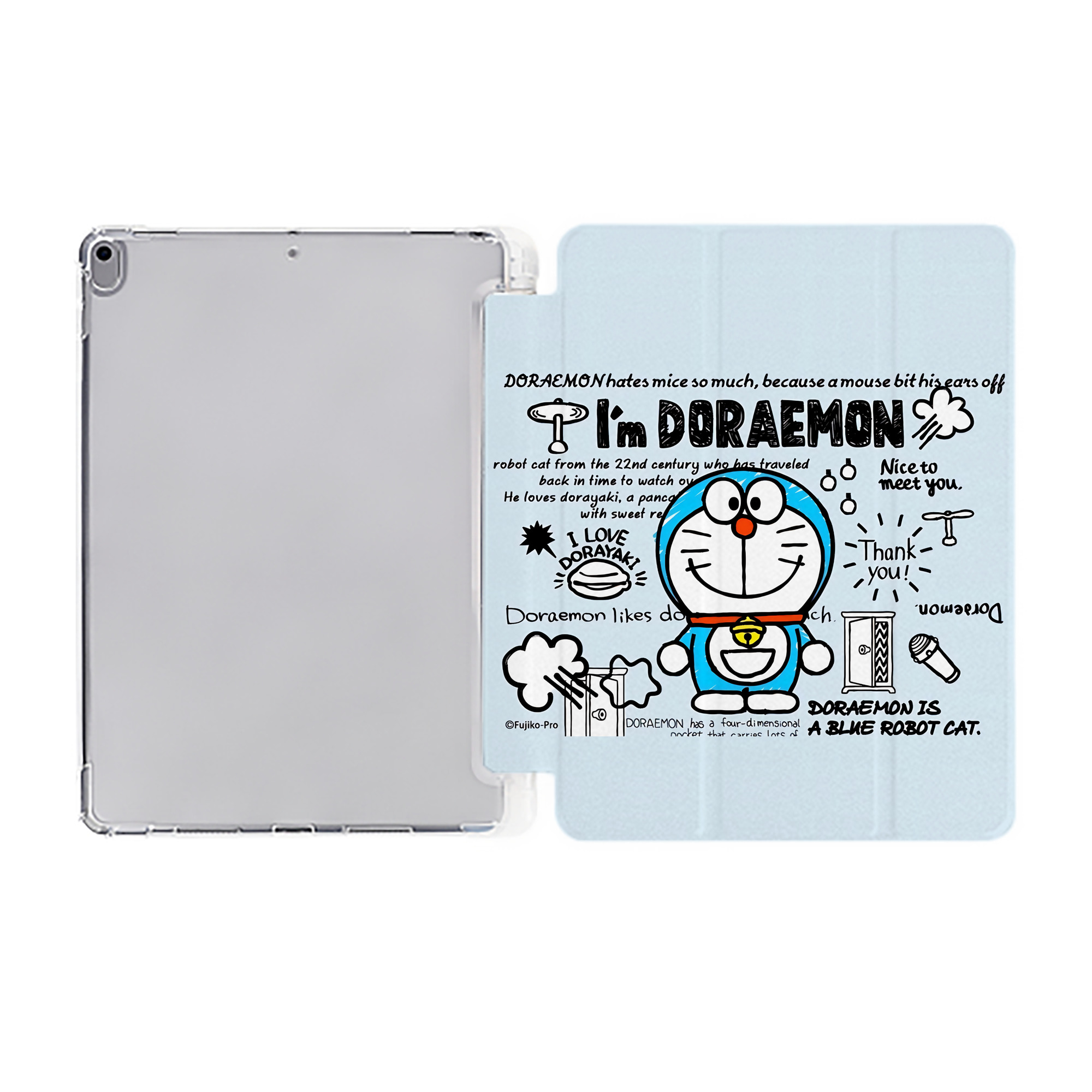 （画像用） ドラえもん Doraemon IPad ケース ペン収納付き 三つ折りスタンド PUレザー×シリコン 対応機種9.5/10.5/10.9インチ